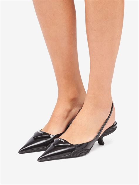 Prada Triangle Patch Slingback Pumps 